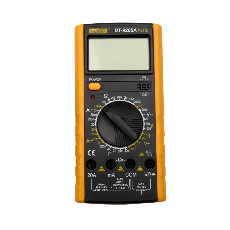 DT9205 Digitálny multimetr — Ručný, profesionálne použitie (DC/AC napätie, DC/AC prúd, Displej s 1000 bodmi, Automatické vypínanie)