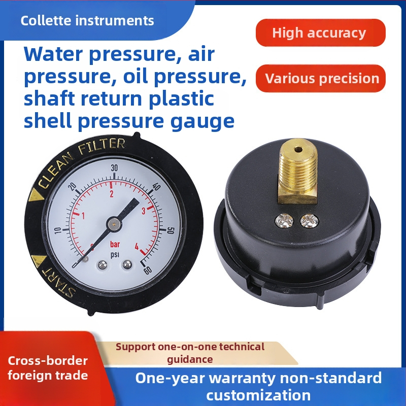 Precizan manometar 0-60 psi s plastičnim kućištem, navoj 1/4 NPT BSP, promjera 40 mm, M10x1 priključak, za ventil filtracije bazena i spa