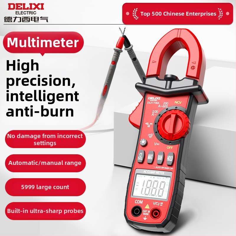 Delixi 1708A clamp meter – Plne automatické meranie napätia AC/DC