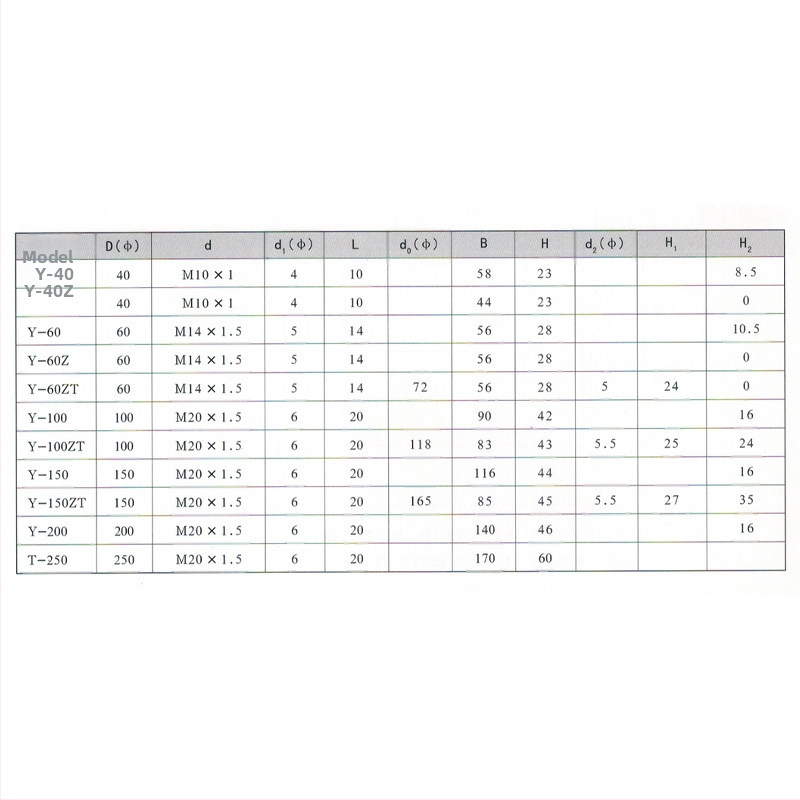 Μετρητής πίεσης από ανοξείδωτου χάλυβα Y-100, συνδεσμολογία με σπείρωμα, εύρος 0-10, ακρίβεια 1%