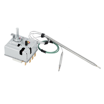 Termostat cu două sonde, 3 poli, 25A, reglare temperatură prin buton, reset manual, suport cu 2 găuri M4, 0-85°C, ±1°C, 400V