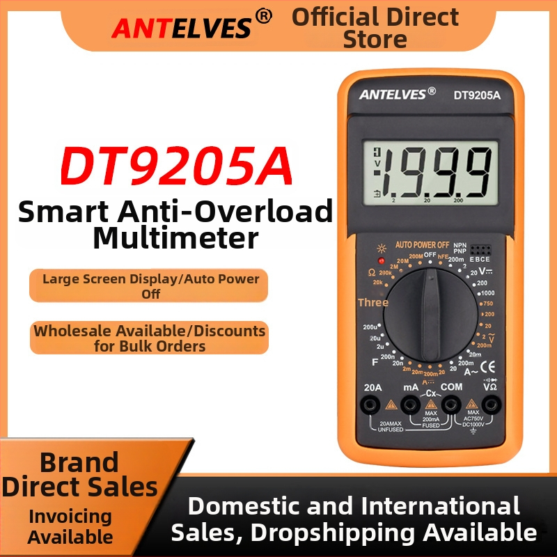 ANTELVES мултиметър с антиизгаряща защита, цифрова висока точност и автоматично изключване, за домашна, студентска и професионална употреба, CE сертифициран