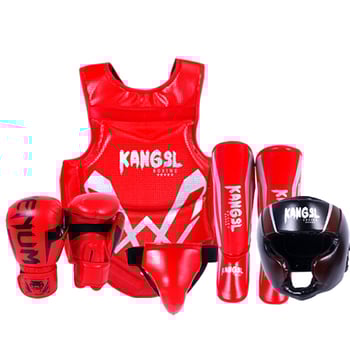 Set de protecție pentru arte marțiale: protecții pentru cap, mâini (palme și încheieturi), coate, genunchi și gleznă, din spandex; potrivit pentru box