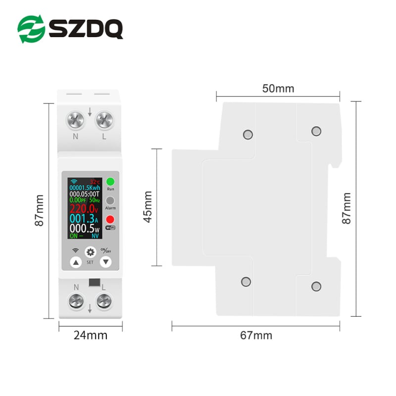 WiFi Tuya Pametni Digitalni Mjerenik Napona i Struje na DIN šinu s Daljinskim Upravljanjem putem Mobitela