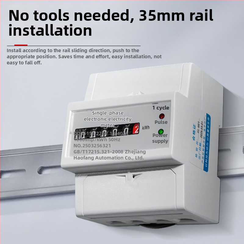 Jednofázový merací prístroj (4P) na DIN lištu, s prachotesným krytom, pre bývanie