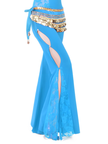 Панталони за танц на корема със странично разкрояване и дантела; Crystal cotton lace плат; 100% найлон в материята и подплата; за възрастни жени; подходящи за всички сезони