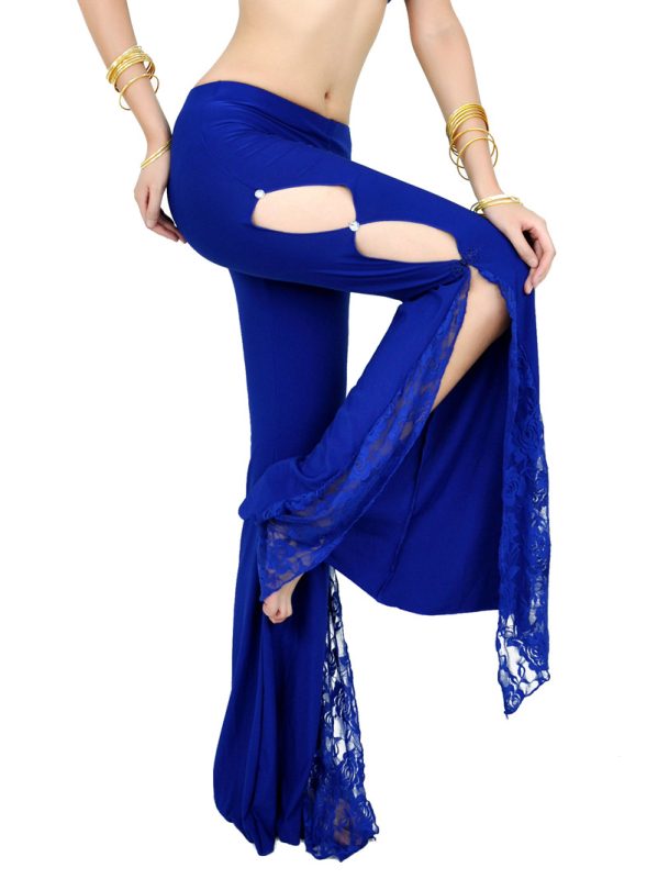 Панталони за танц на корема със странично разкрояване и дантела; Crystal cotton lace плат; 100% найлон в материята и подплата; за възрастни жени; подходящи за всички сезони