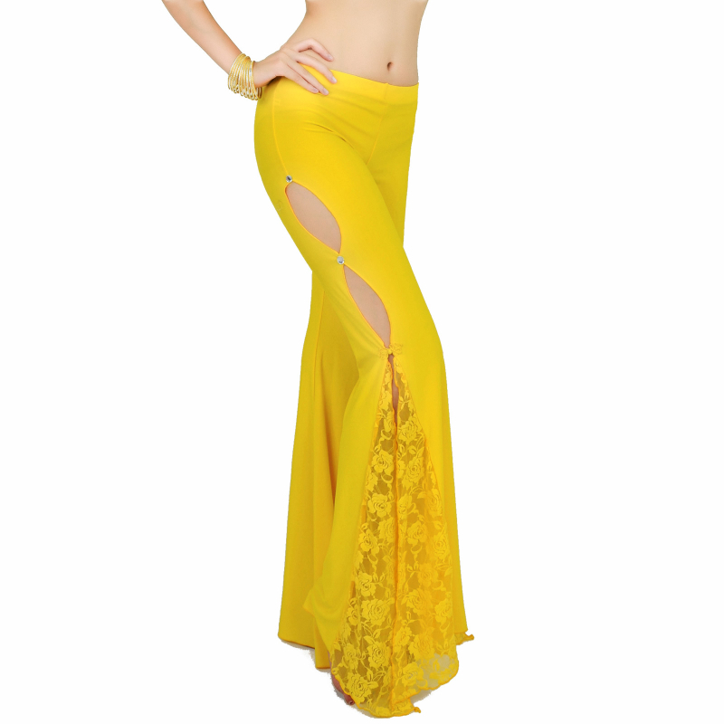 Панталони за танц на корема със странично разкрояване и дантела; Crystal cotton lace плат; 100% найлон в материята и подплата; за възрастни жени; подходящи за всички сезони