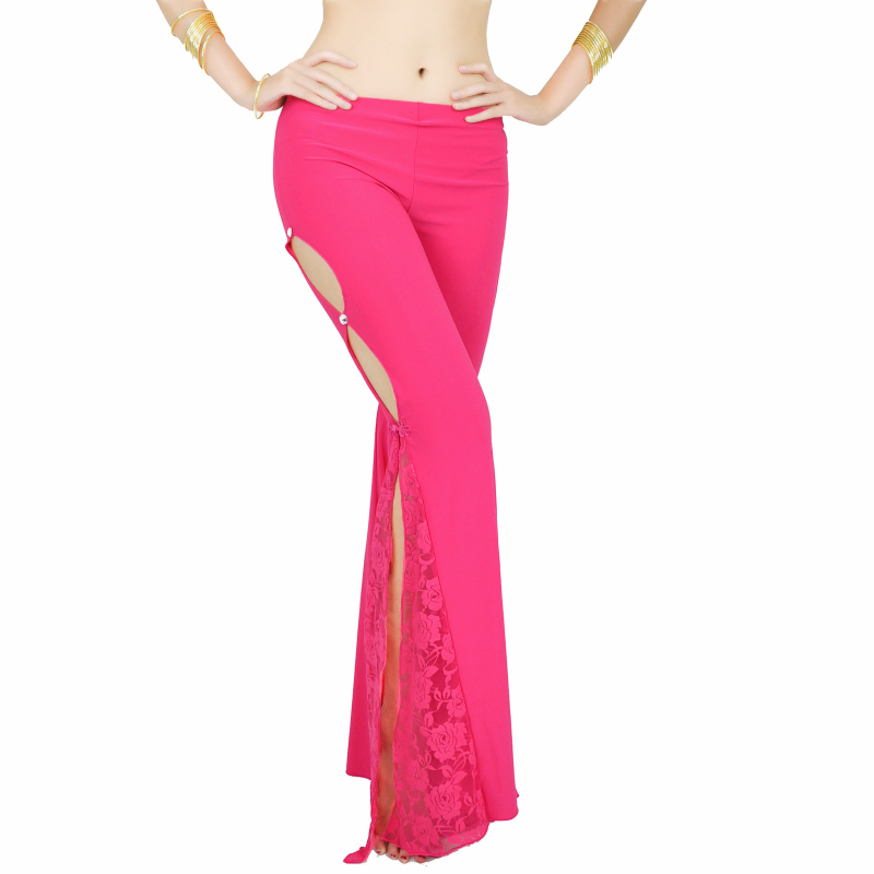 Панталони за танц на корема със странично разкрояване и дантела; Crystal cotton lace плат; 100% найлон в материята и подплата; за възрастни жени; подходящи за всички сезони