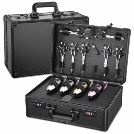 Cutie metalică pentru instrumente, din aliaj de aluminiu, portabilă, pentru instrumente de manichiură, păr și gene