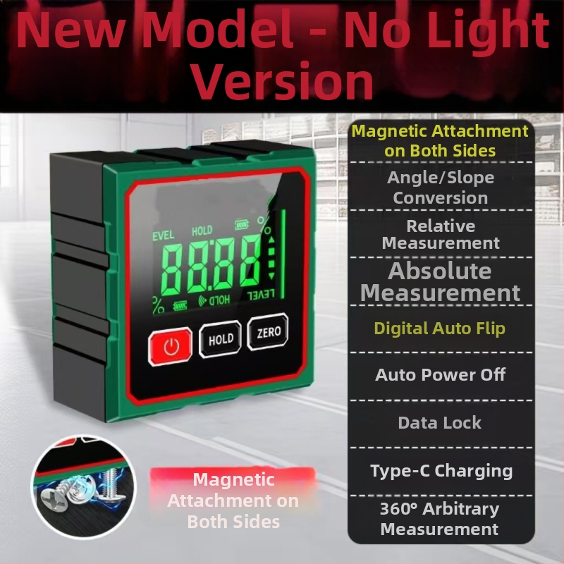Inklinometer s pevným magnetickým základom, vysokou presnosťou, meranie uhla 360°, laserový digitálny displej (Model: Inclinometer)