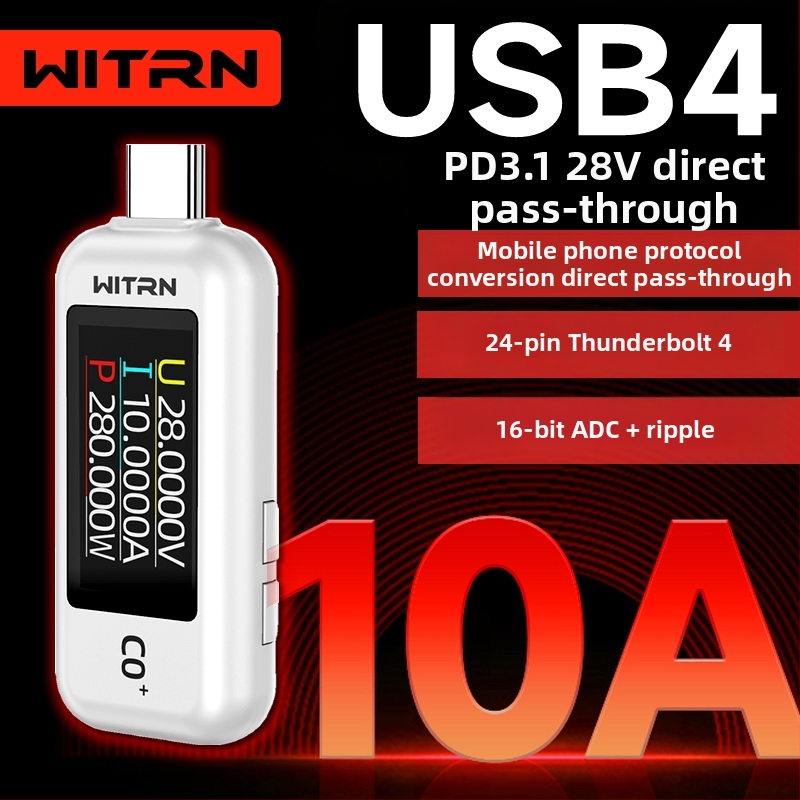 C0Q+ USB Type-C prechodný tester – detekcia PD 3.1, merač napätia a prúdu USB, rýchle nabíjanie C2, 48V