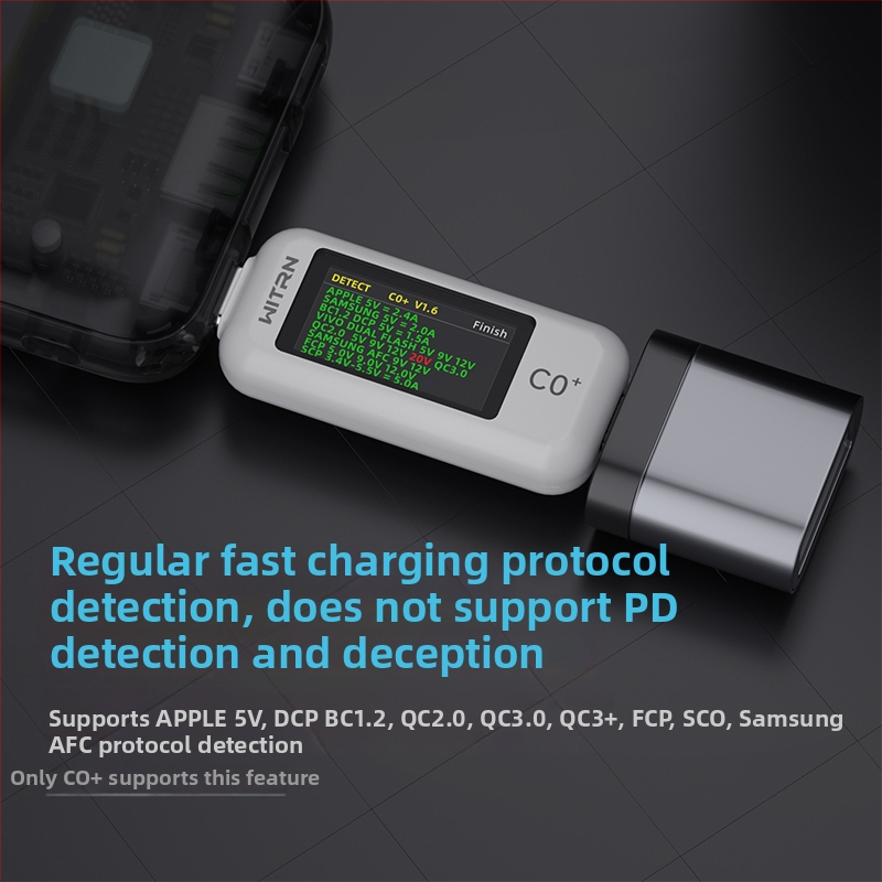C0Q+ USB Type-C prechodný tester – detekcia PD 3.1, merač napätia a prúdu USB, rýchle nabíjanie C2, 48V