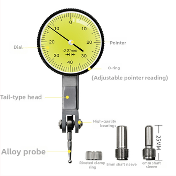 Mechanický dial indikátor 0-10 mm, ukazovacia verzia, presnosť 0,01 mm