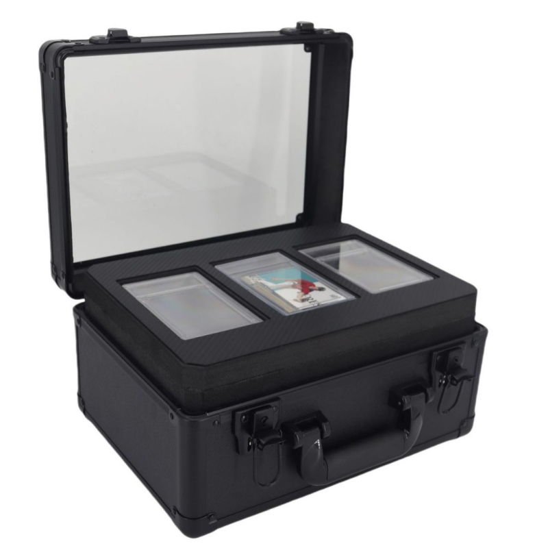 PSA/BGS kártyatartó doboz alumíniumötvözet kerettel, ABS textil + MDF, három rekesz két szinten, hordozó fogantyú, 3,5 kg, Ling yu