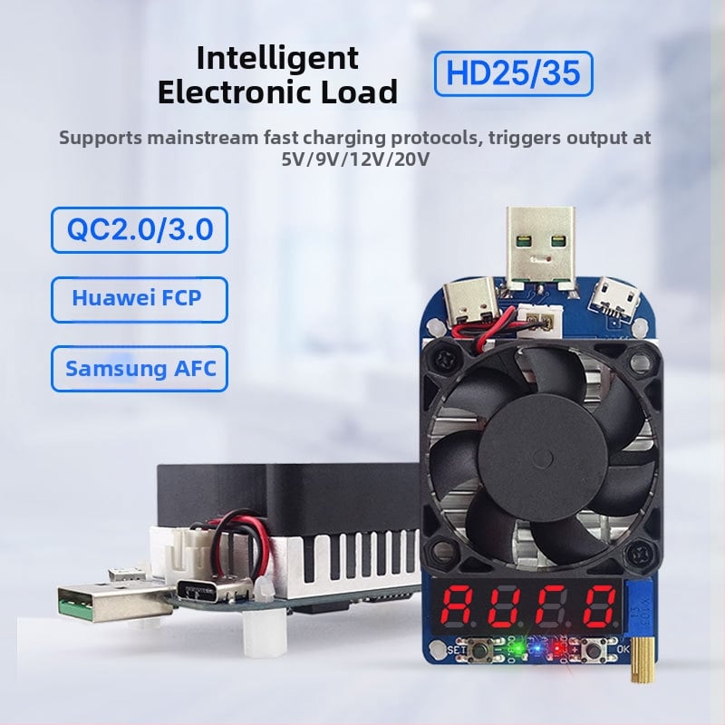 RIDEN USB електронно натоварване и тестер за бързо зареждане с AFC/FCP и QC3.0/2.0 тригери, HD25/HD35, Micro USB и Type-C интерфейси, -10°C до 40°C