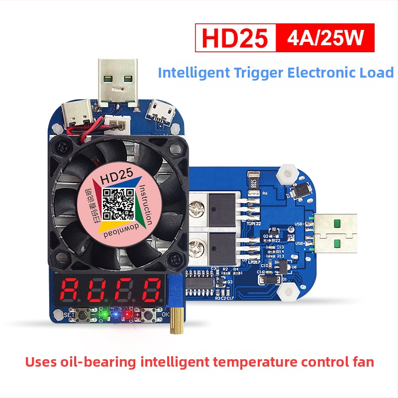 RIDEN USB електронно натоварване и тестер за бързо зареждане с AFC/FCP и QC3.0/2.0 тригери, HD25/HD35, Micro USB и Type-C интерфейси, -10°C до 40°C