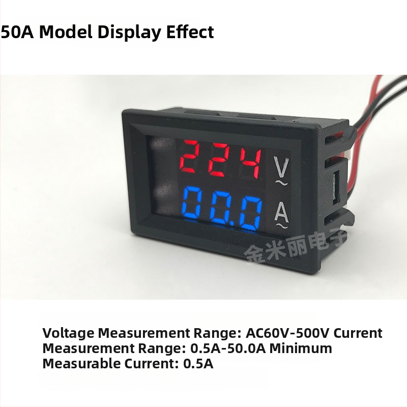 Digitálny merač striedavého napätia, model HKS-AC-V01, rozsah merania 60–500 V, dvojitý displej, kompatibilný s trojfázovými systémami 220/380 V.