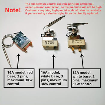 Tlačítkový teplotný spínač pre elektrickú rúru a fritovací hrniec, mechanický regulátor teploty, 220V pevná inštalácia