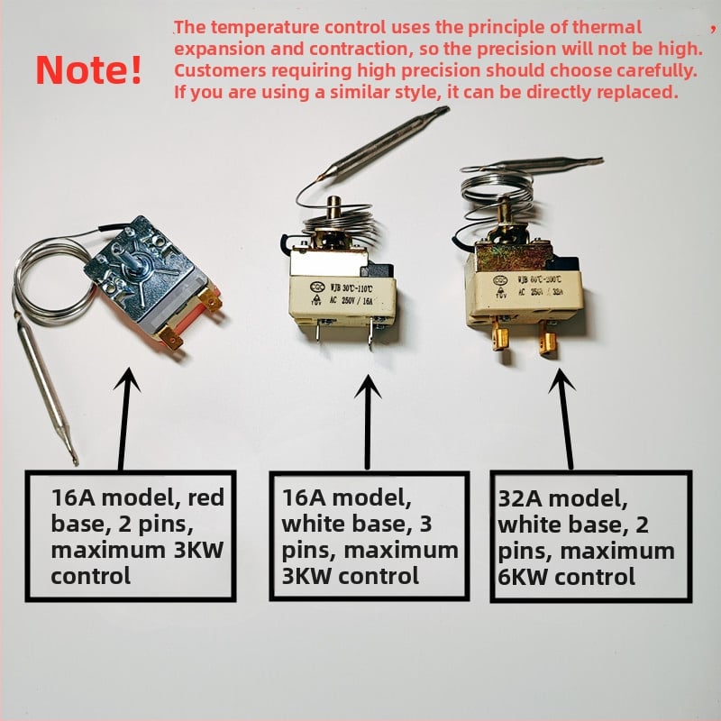 Tlačítkový teplotný spínač pre elektrickú rúru a fritovací hrniec, mechanický regulátor teploty, 220V pevná inštalácia