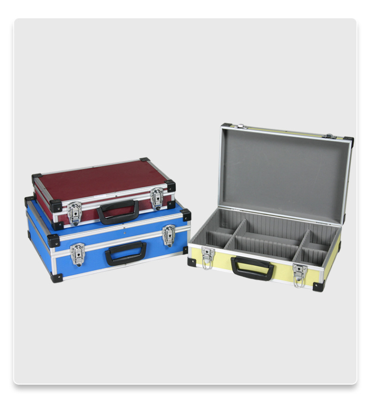 Cutie de unelte portabilă din aliaj de aluminiu, antișoc, set de trei piese pentru depozitare și expunere a echipamentelor