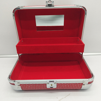 Cutie multifuncțională pentru cosmetic cu interior catifelat, cadru din aliaj de aluminiu, exterior ABS, design portabil, capacitate mare