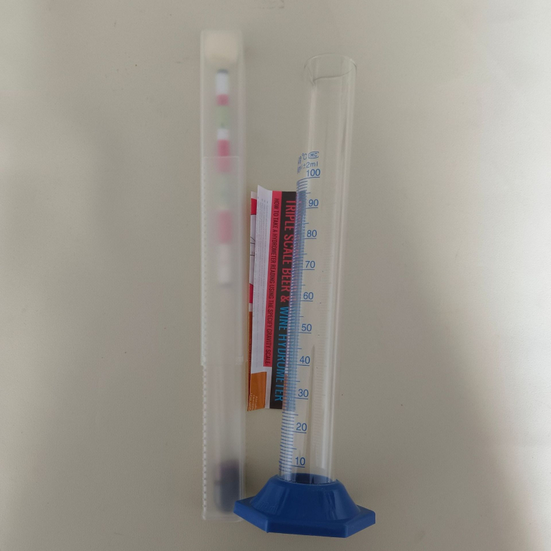 Пивоварен хидромер – измерител на захарност и плътност, американски стил, SG 0,990–1,160, точност 0,002, стъкло, дължина 260 мм