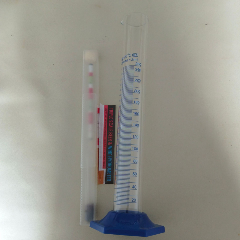 Пивоварен хидромер – измерител на захарност и плътност, американски стил, SG 0,990–1,160, точност 0,002, стъкло, дължина 260 мм