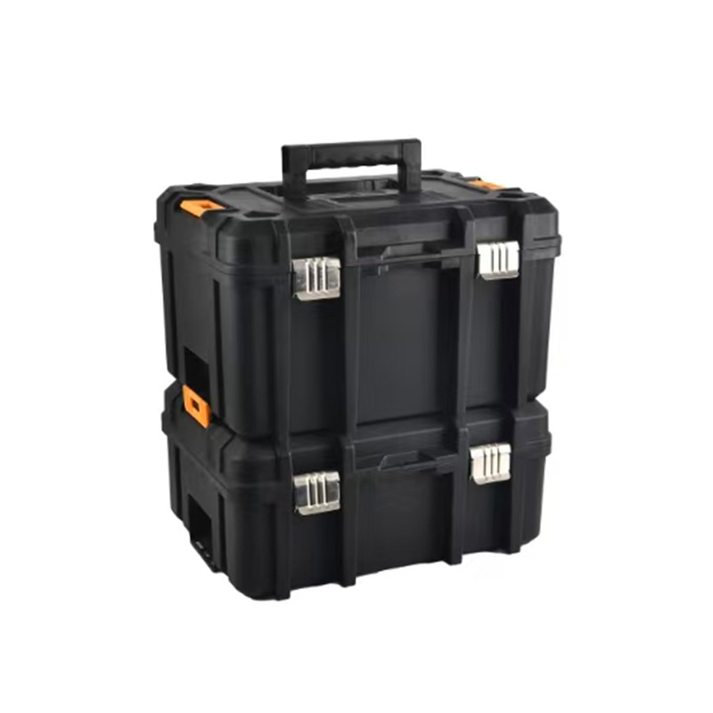 Black Warrior Toolbox Series Kétszintes műanyag szerszámtartó, hordozható villanyszerelő eszköztároló, multifunkcionális