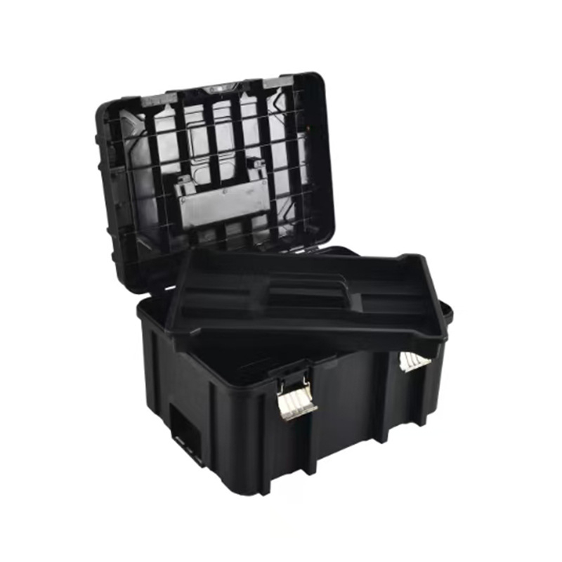 Black Warrior Toolbox Series Kétszintes műanyag szerszámtartó, hordozható villanyszerelő eszköztároló, multifunkcionális