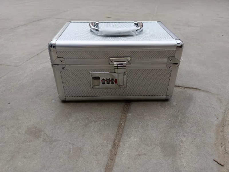 Cutie pentru fișiere din aliaj de aluminiu, încuietoare cu două parole, portabilă — siguranță pentru unelte și echipamente, cutie mare de depozitare multifuncțională.