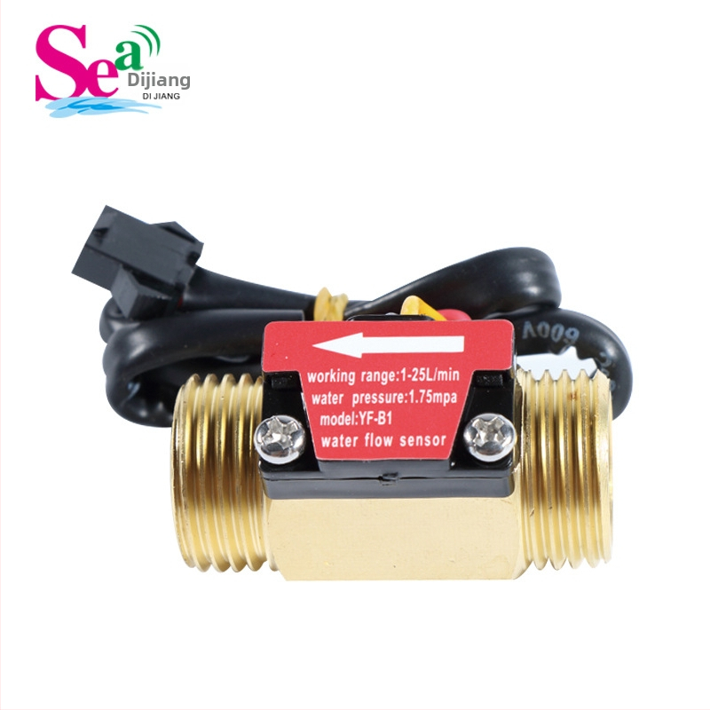 Hall-efektový senzor toku vody, meďové telo 1/2 palca, meďové rozhranie 3/4 palca, turbínový merací senzor toku, rozsah 1-25 L/min