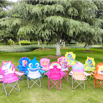 Dječja sklopiva stolica s karikaturalnim dizajnom, metalni okvir, prijenosna