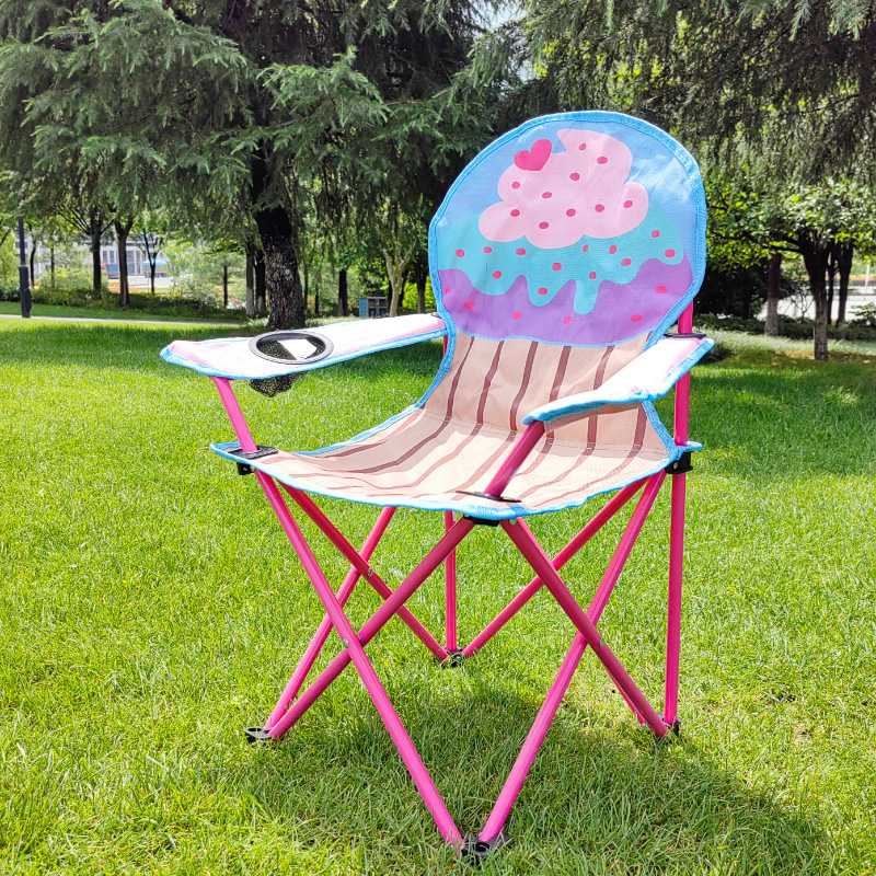 Dječja sklopiva stolica s karikaturalnim dizajnom, metalni okvir, prijenosna