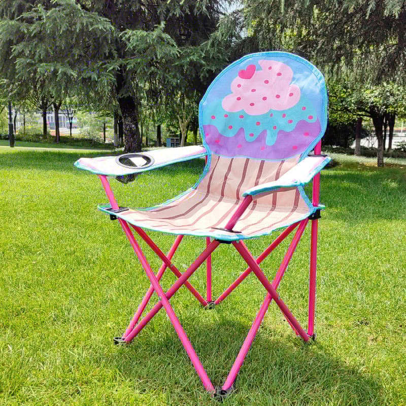 Dječja sklopiva stolica s karikaturalnim dizajnom, metalni okvir, prijenosna