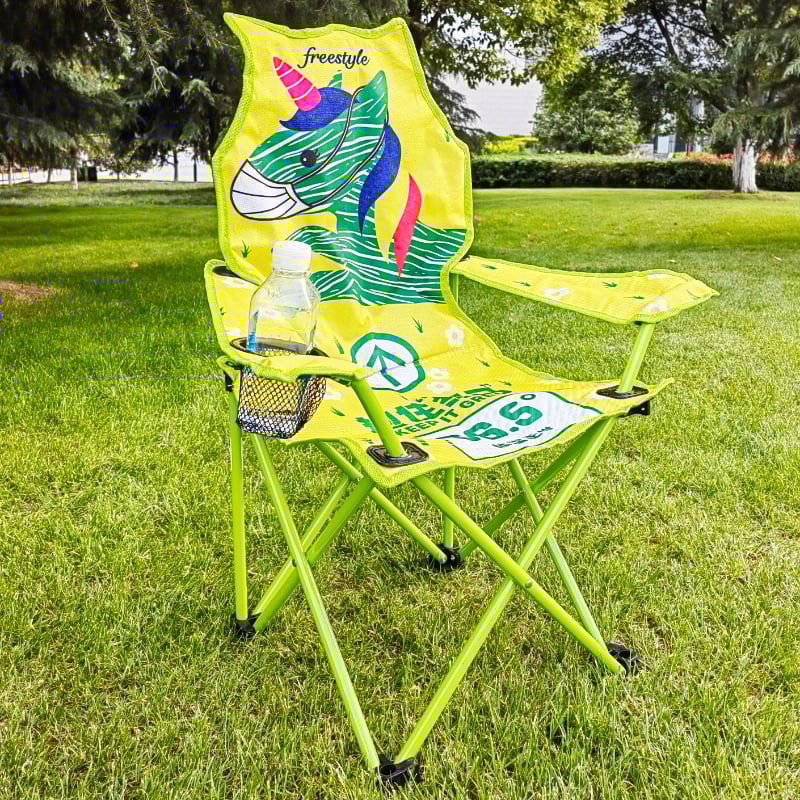 Dječja sklopiva stolica s karikaturalnim dizajnom, metalni okvir, prijenosna