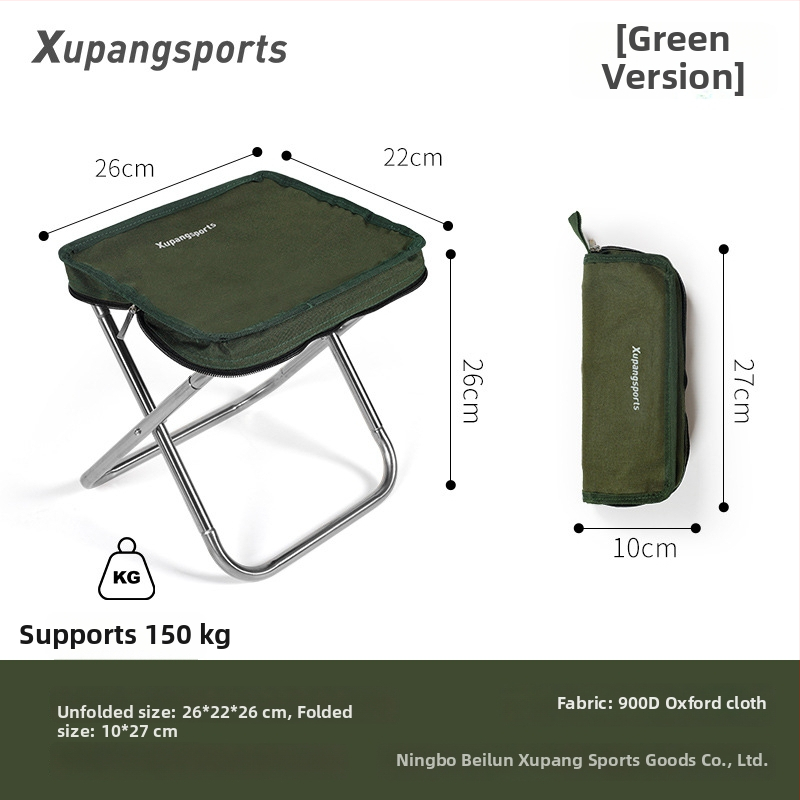 Sklopná stolička z nehrdzavejúcej ocele, ultralahká, prenosná pre vonkajšie použitie, kempovanie a rybárčenie