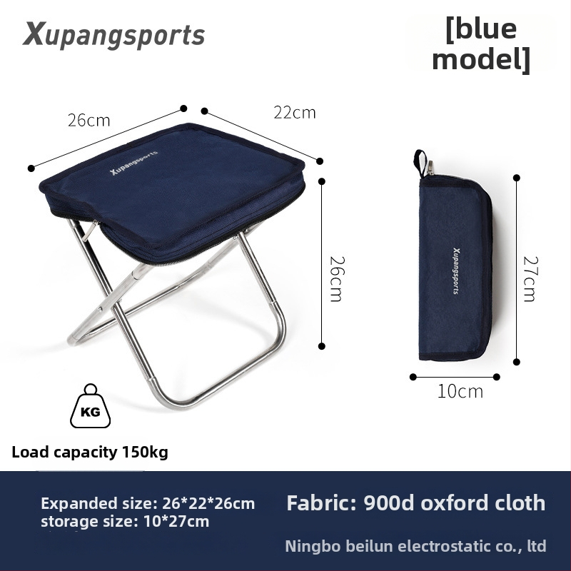 Sklopná stolička z nehrdzavejúcej ocele, ultralahká, prenosná pre vonkajšie použitie, kempovanie a rybárčenie