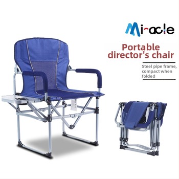 Sklopná režisérska stolička pre vonkajšie použitie — nylon, oceľ, Oxford látka; vhodná na kempovanie, rybárčenie a pláž