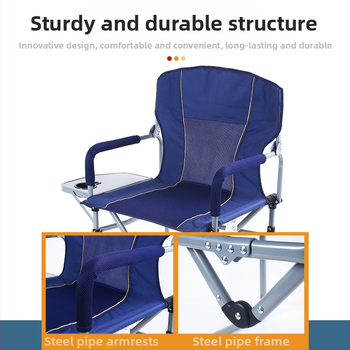 Sklopná režisérska stolička pre vonkajšie použitie — nylon, oceľ, Oxford látka; vhodná na kempovanie, rybárčenie a pláž