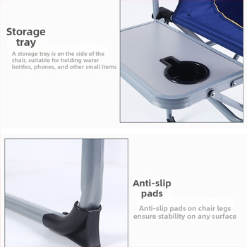 Sklopná režisérska stolička pre vonkajšie použitie — nylon, oceľ, Oxford látka; vhodná na kempovanie, rybárčenie a pláž