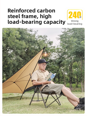 Összecsukható kültéri szék kempingezéshez és horgászathoz — Oxford vászon ülés, karbonacél váz, levehető