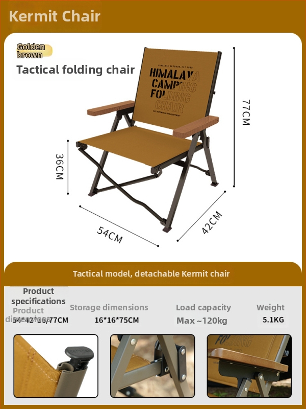 Összecsukható kültéri szék kempingezéshez és horgászathoz — Oxford vászon ülés, karbonacél váz, levehető
