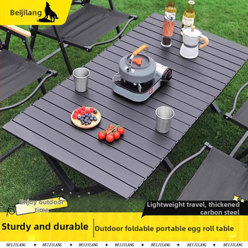 Arctic Wolf kültéri összecsukható asztal és szék készlet, szénacélból, hordozható kempingfelszerelés