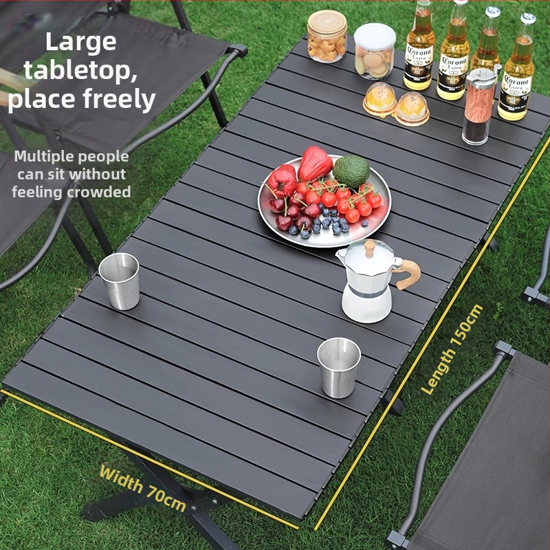 Arctic Wolf kültéri összecsukható asztal és szék készlet, szénacélból, hordozható kempingfelszerelés