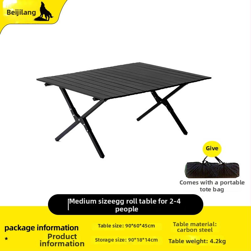 Arctic Wolf kültéri összecsukható asztal és szék készlet, szénacélból, hordozható kempingfelszerelés