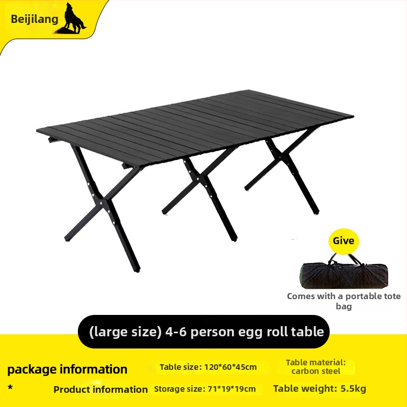 Arctic Wolf kültéri összecsukható asztal és szék készlet, szénacélból, hordozható kempingfelszerelés