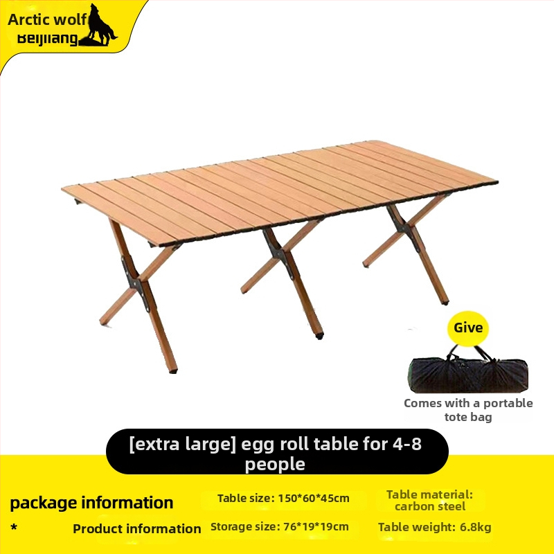 Arctic Wolf kültéri összecsukható asztal és szék készlet, szénacélból, hordozható kempingfelszerelés