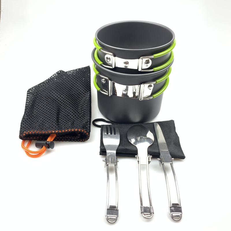 Kültéri hidraulikus összecsukható kempingasztal szélvédővel és tűzhely-támasszal, hordozható; anyagok: alumíniumötvözet, vas, szénacél