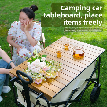 Összecsukható kemping étkezőasztal acélkerettel, tojás tekercs stílusú dizájn, kifinomult kemping stílus
